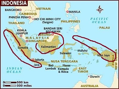 Indonesia, áreas con clima ecuatorial