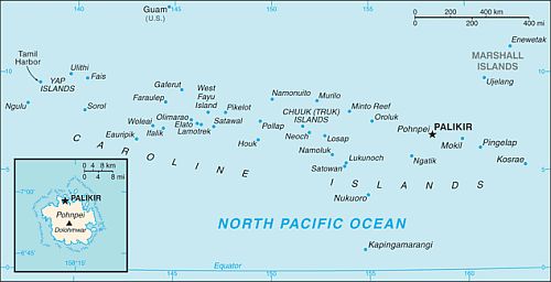 Kapingamarangi, posición en el mapa