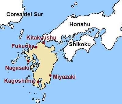 Kyushu, mapa