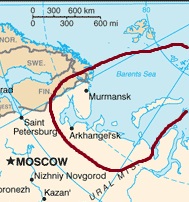 Rusia europea septentrional, mapa