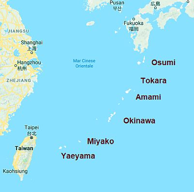 Islas de Ryukyu, mapa