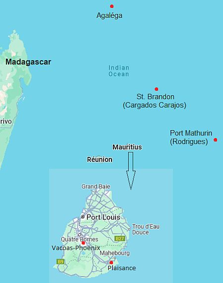 Mapa con ciudades - Mauricio