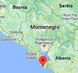 Ulcinj, ubicación en el mapa