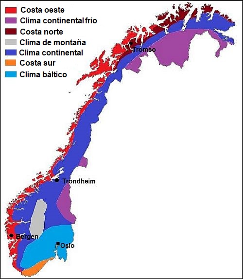 Noruega, zonas climáticas
