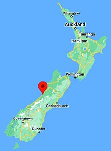 Hokitika, ubicación en el mapa