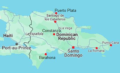 Mapa con ciudades - República Dominicana
