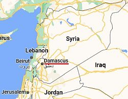 Damasco, ubicación en el mapa