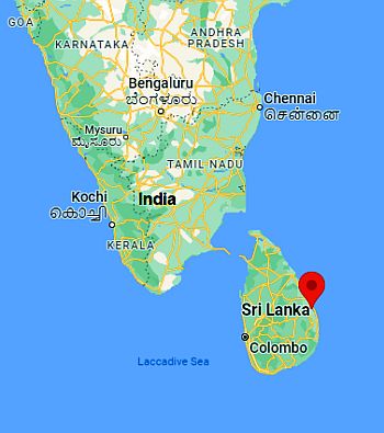 Batticaloa, ubicación en el mapa