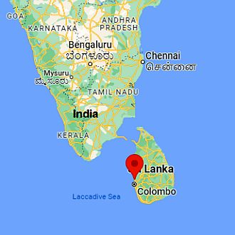 Negombo, ubicación en el mapa