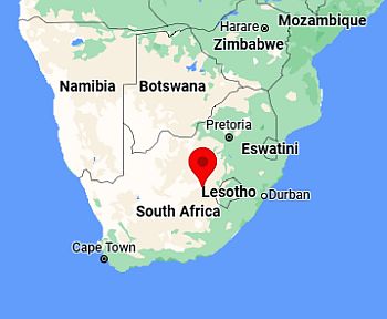 Bloemfontein, ubicación en el mapa
