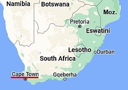 Cape Town, ubicación en el mapa