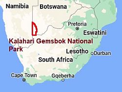 Kalahari Gemsbok, ubicación en el mapa