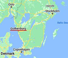 Gotemburgo, ubicación en el mapa