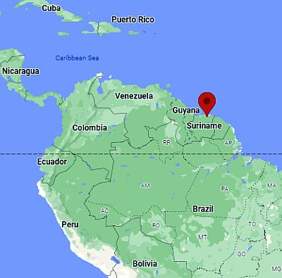 Paramaribo, ubicación en el mapa