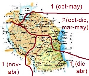 Las estaciones de las lluvias en Tanzania