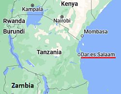 Dar Es Salaam, ubicación en el mapa