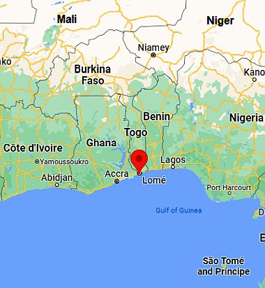 Lomé, ubicación en el mapa