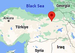 Erzurum, ubicación en el mapa