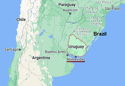 Montevideo, ubicación en el mapa