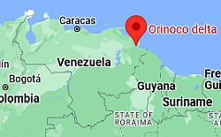 Delta del Orinoco, ubicación en el mapa