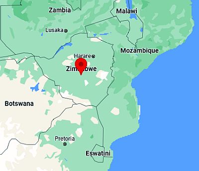 Gweru, ubicación en el mapa
