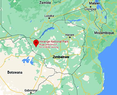 Hwange National Park, ubicación en el mapa